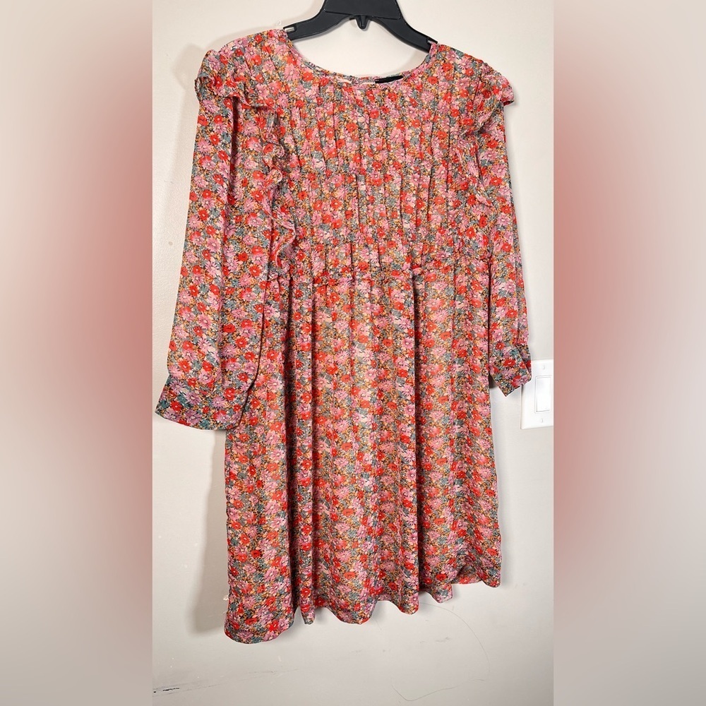 Vici women's medium long sleeve short mini dress floral autumn fall print